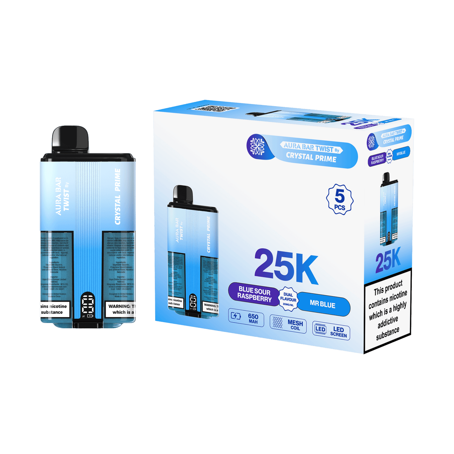 Aura Bar Twist 25000 Puffs by Crystal Prime - Box of 5