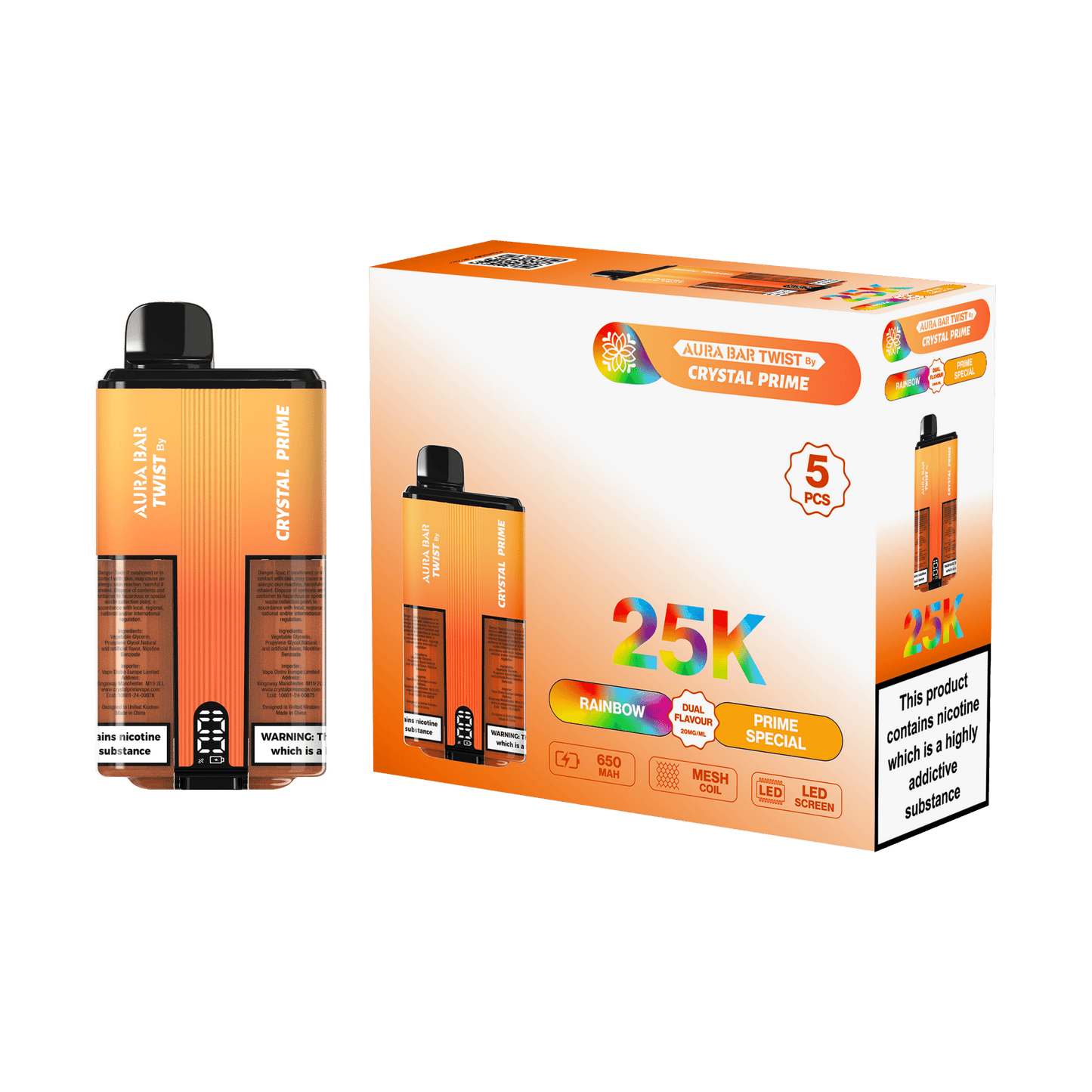 Aura Bar Twist 25000 Puffs by Crystal Prime - Box of 5