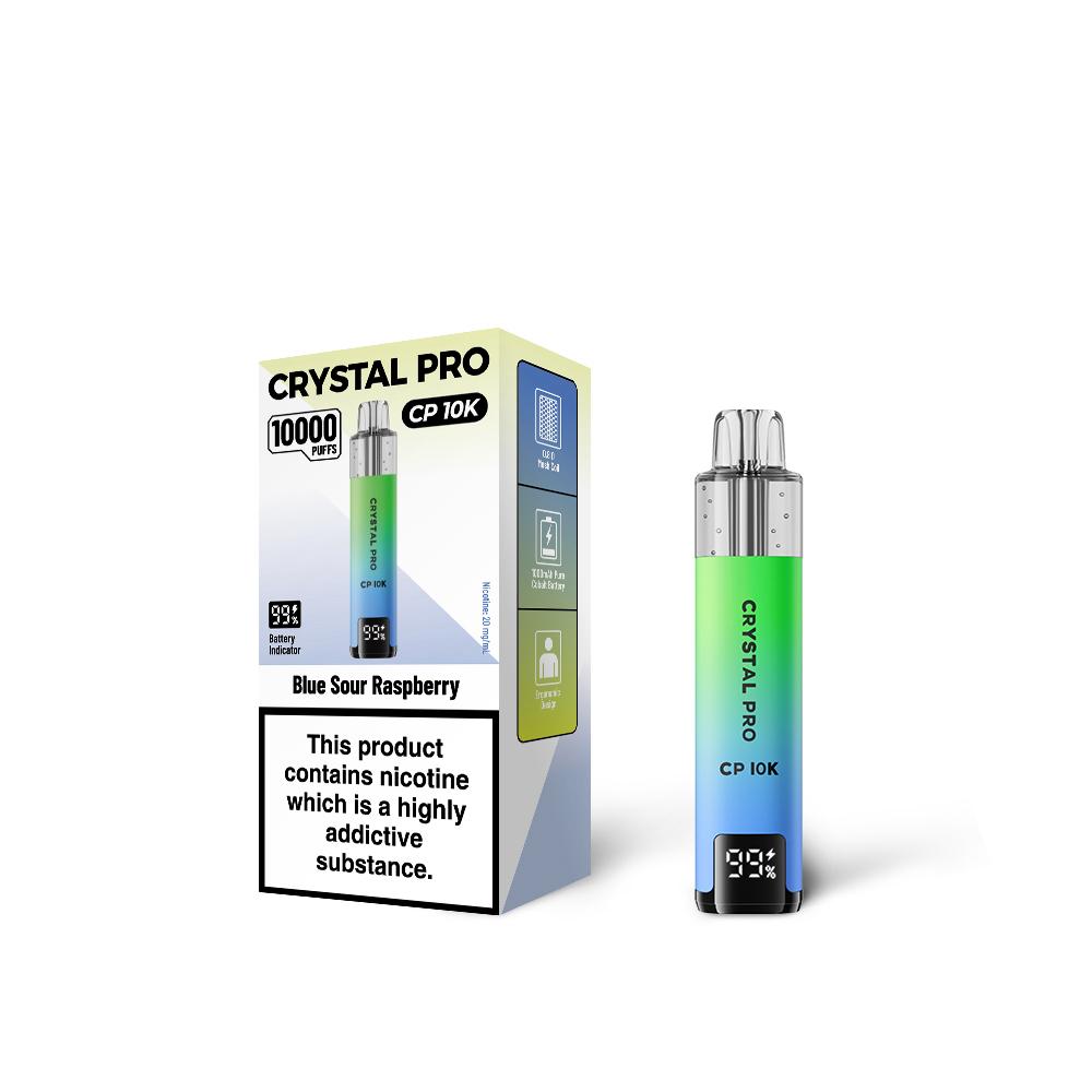 Blue Sour Raspberry Flavour of The Crystal Pro 10000 (CP10K) Prefilled Pod Kit - Box of 5 at wholesale
