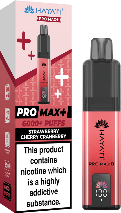 Hayati Pro Max Plus 6000 Vape Box of 5,  Strawberry Cherry Cranberry Flavour