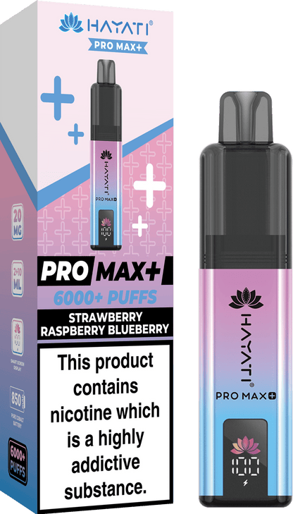 Hayati Pro Max Plus 6000 Vape Box of 5,  Strawberry Raspberry Blueberry Flavour