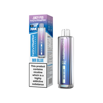 Juicy Pod Novamax 10k Prefilled Pod Vape Kit - Pack of 5 available in Mr Blue Flavour