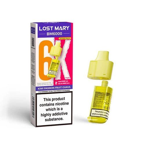 Lost Mary BM6000 Prefilled Pods Pack of 5 - Available In Kiwi Passion Fruit Duava Flavour 