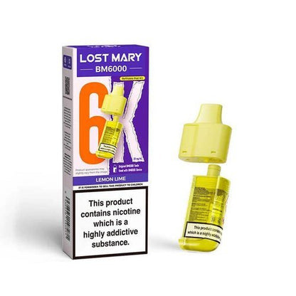 Lost Mary BM6000 Prefilled Pods Pack of 5 - Available In Lemon Lime Flavour 
