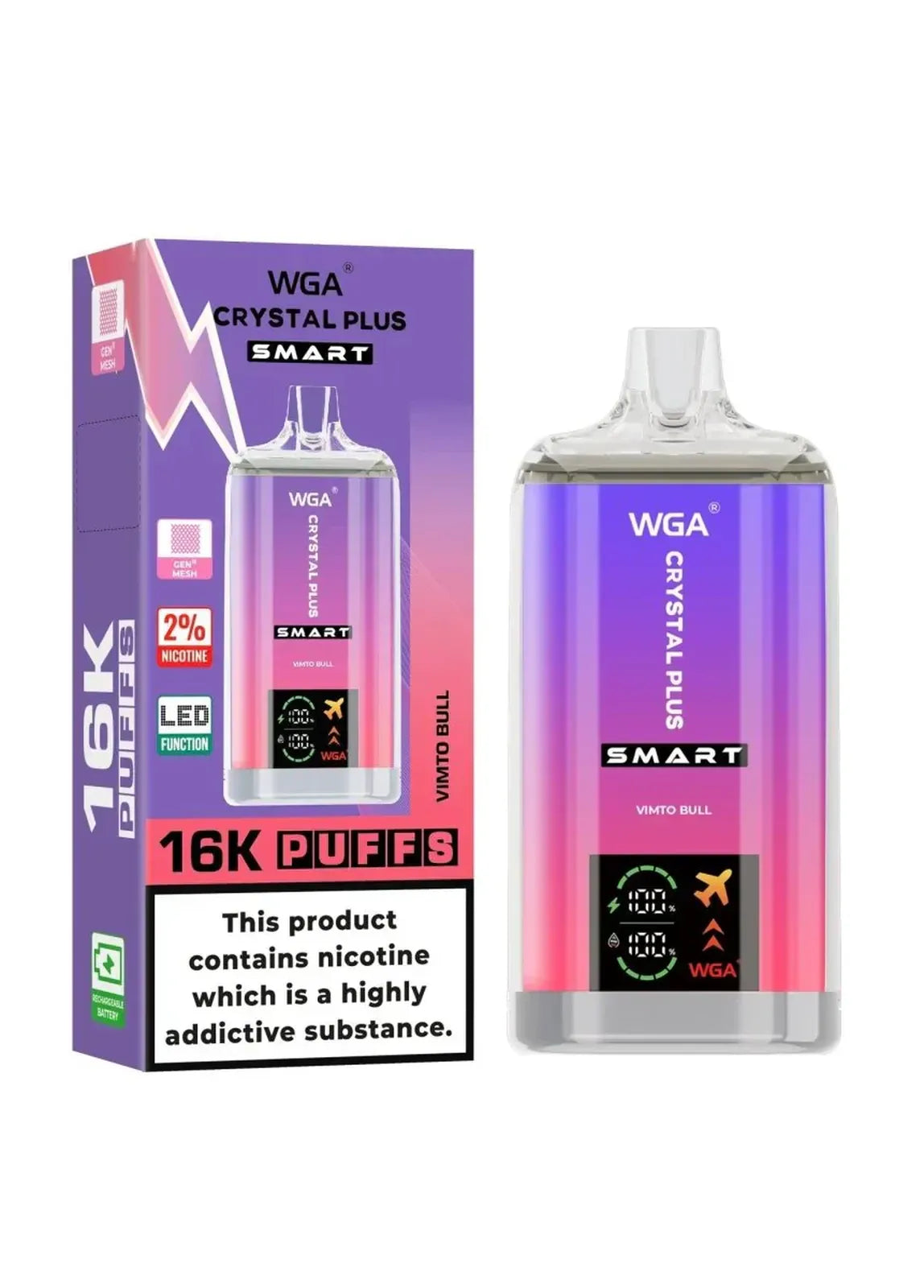 WGA Crystal Plus Smart 16K Prefilled Vape Kit - Box of 10
