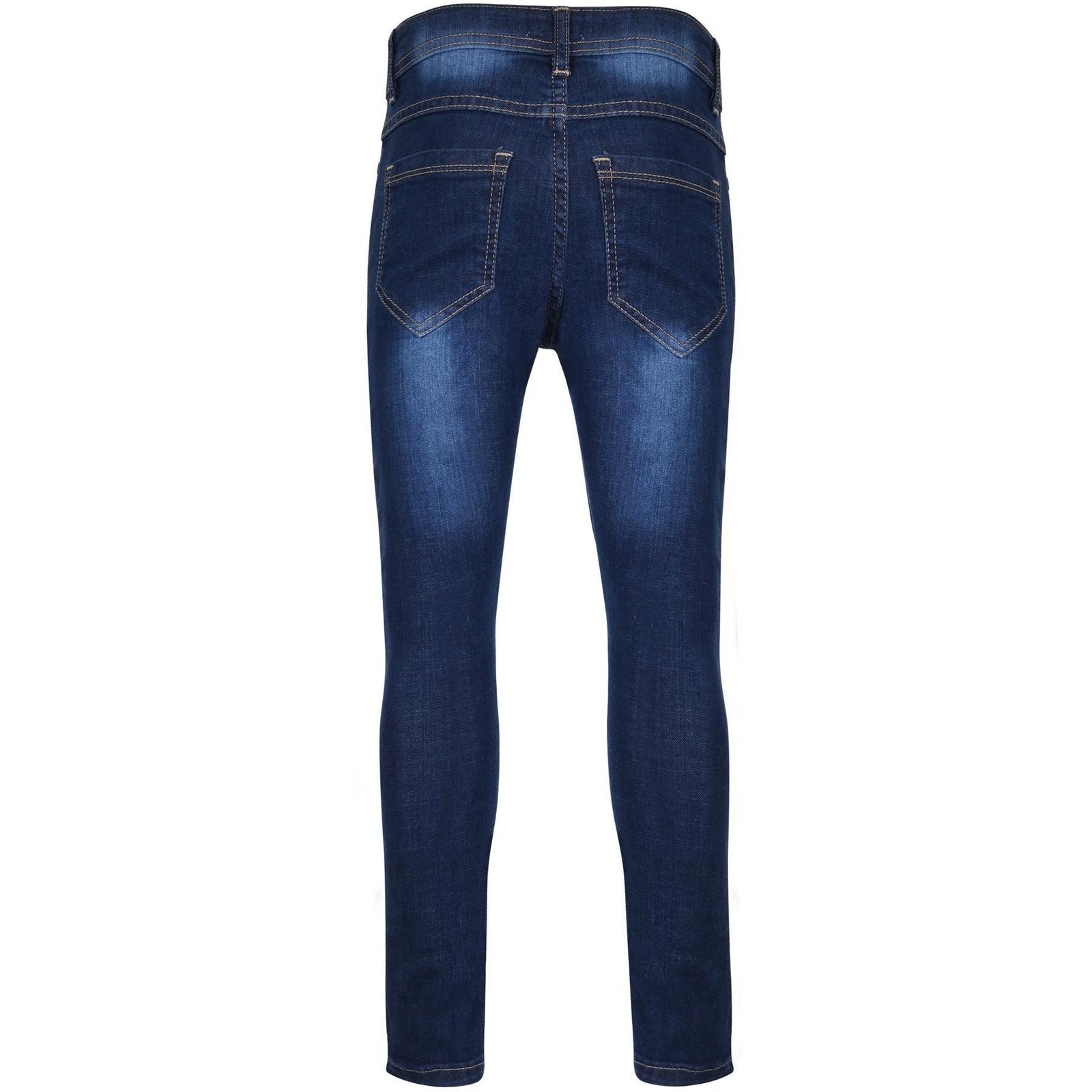 Kids Boys Ripped Jeans Dark Blue Denim Biker Pants - Image 3