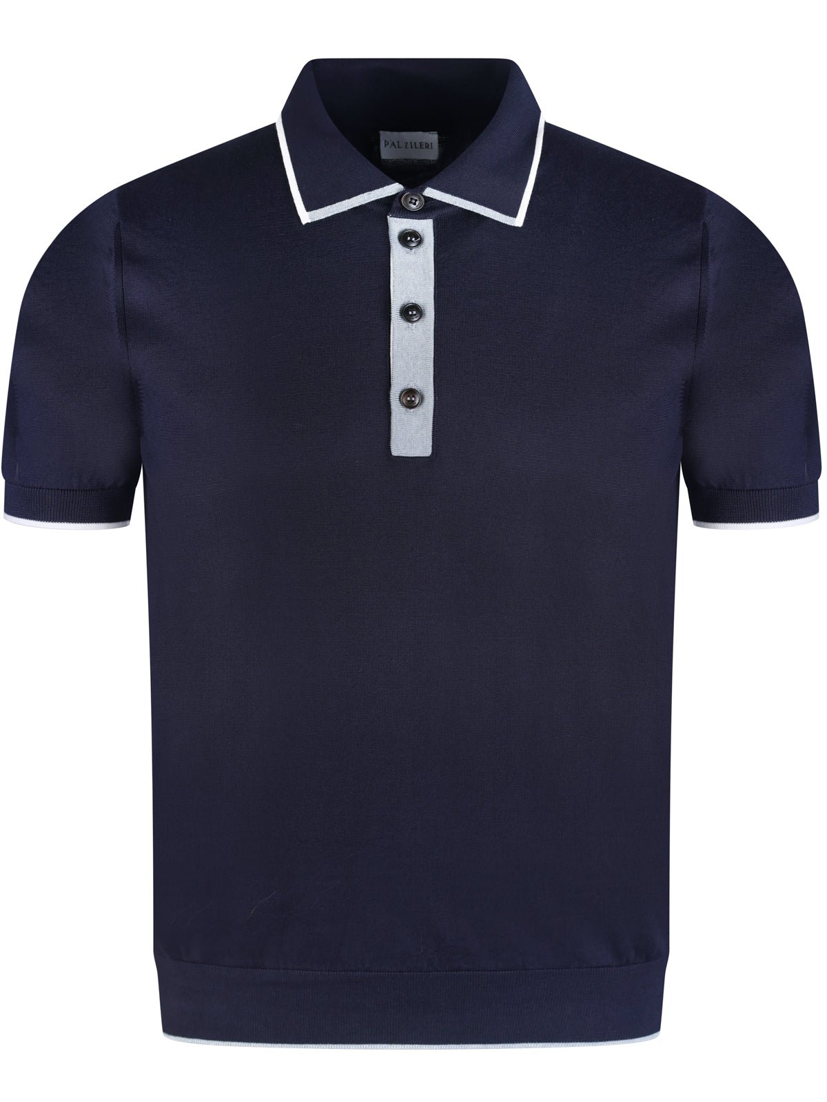 Pal Zileri Contrast Knit Polo Navy