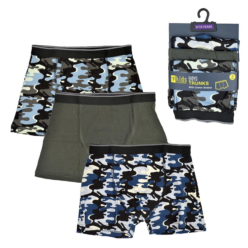 A2Z 4 Kids Boys Boxer Pack Of 3 Plain Camouflage Knickers Cotton Mix Underpants - Image 9