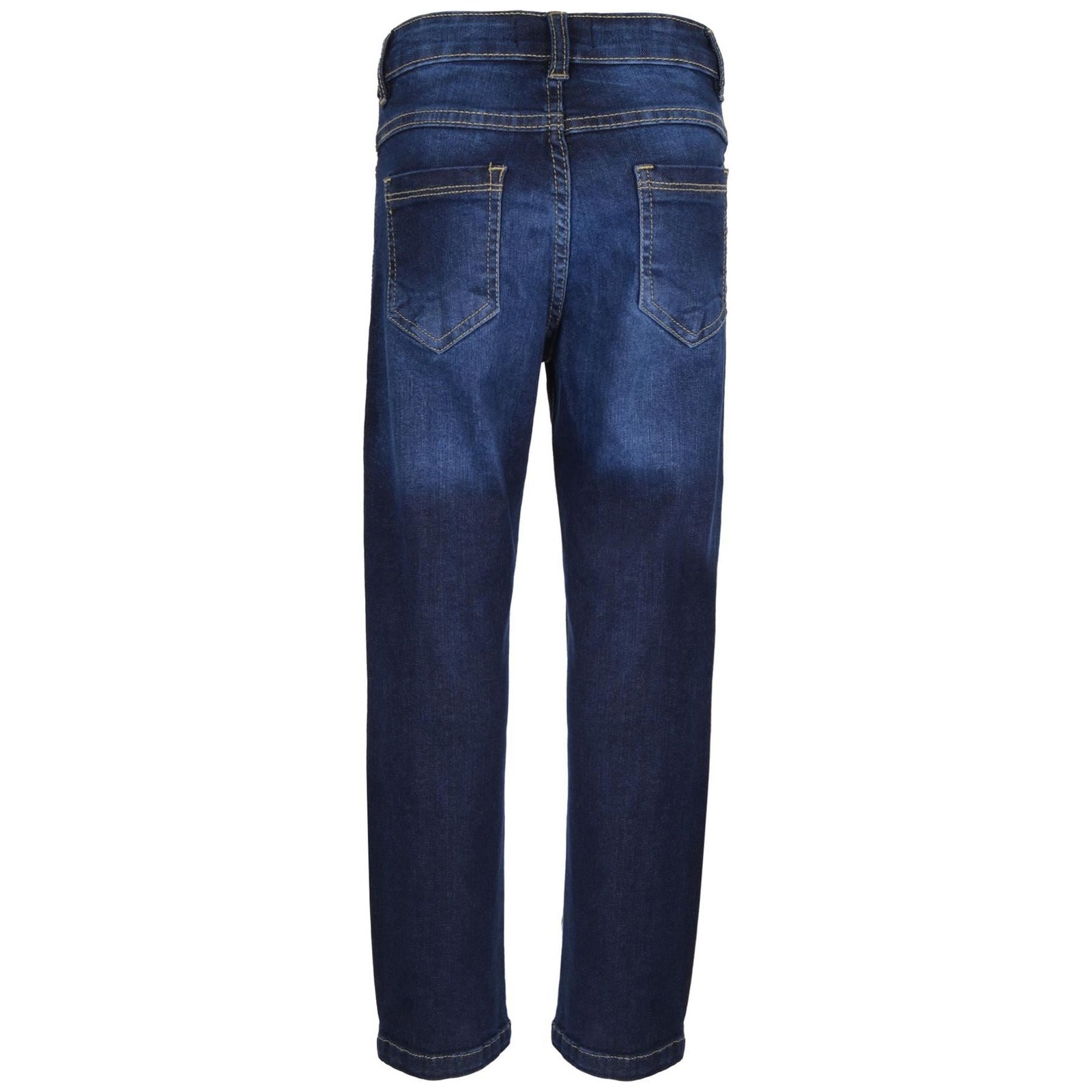 Kids Boys Relaxed Straight Fit Boot Cut Dark Blue Jeans - Image 3