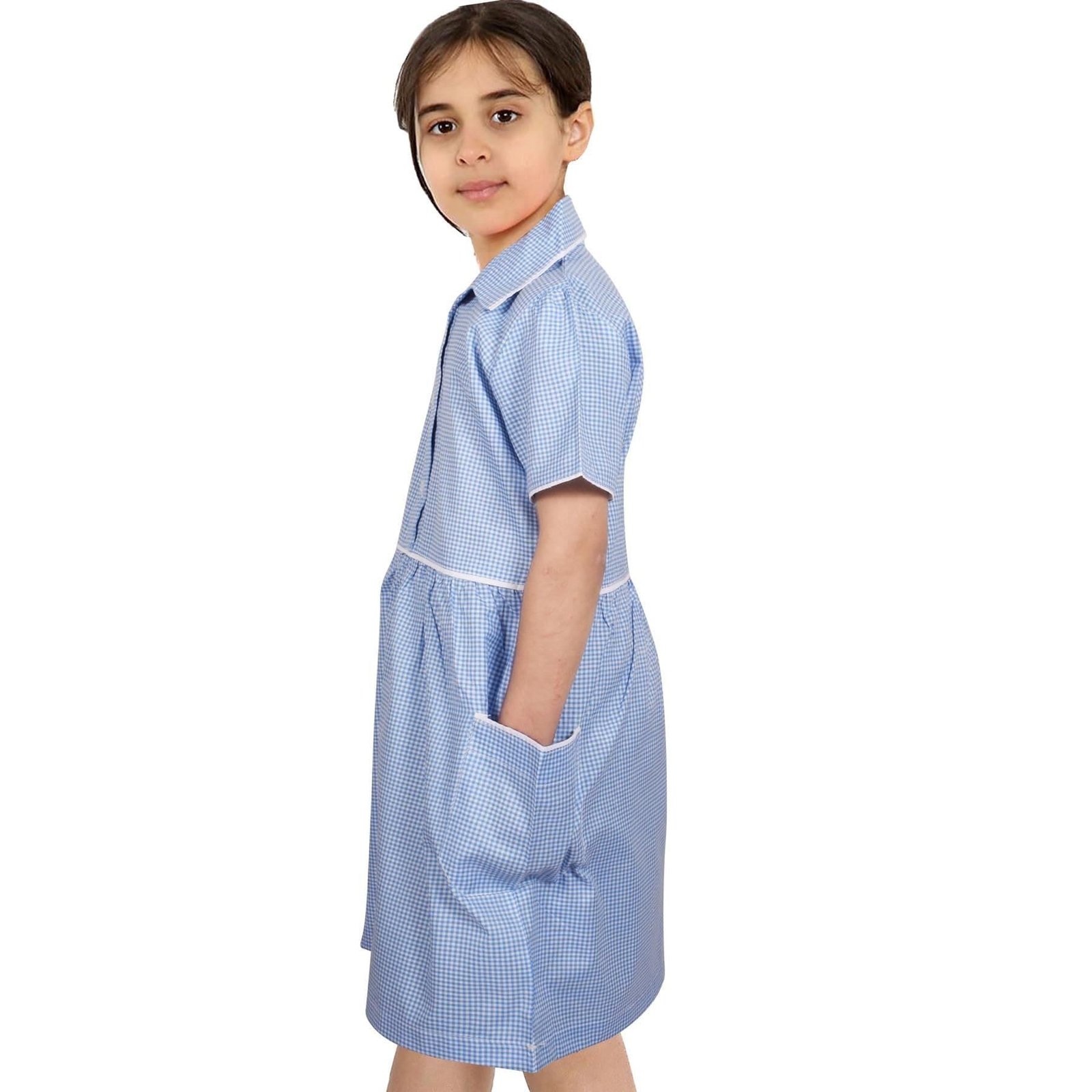 Kids Girls Gingham School Dress Check Dresses With Matching Scrunchies 2-14 - Image 5