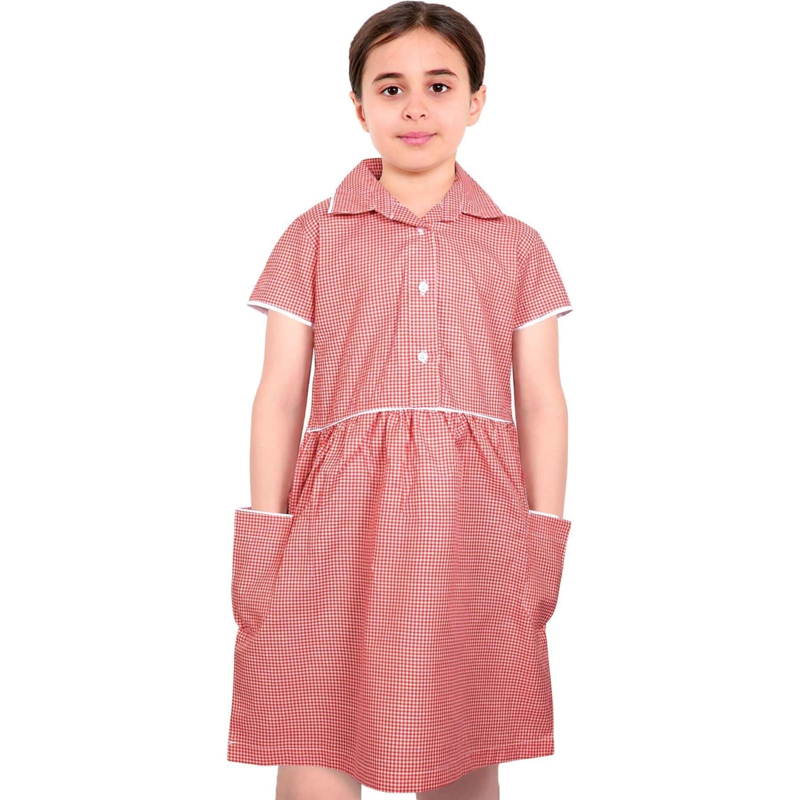 Kids Girls Gingham School Dress Check Dresses With Matching Scrunchies 2-14 - Image 16
