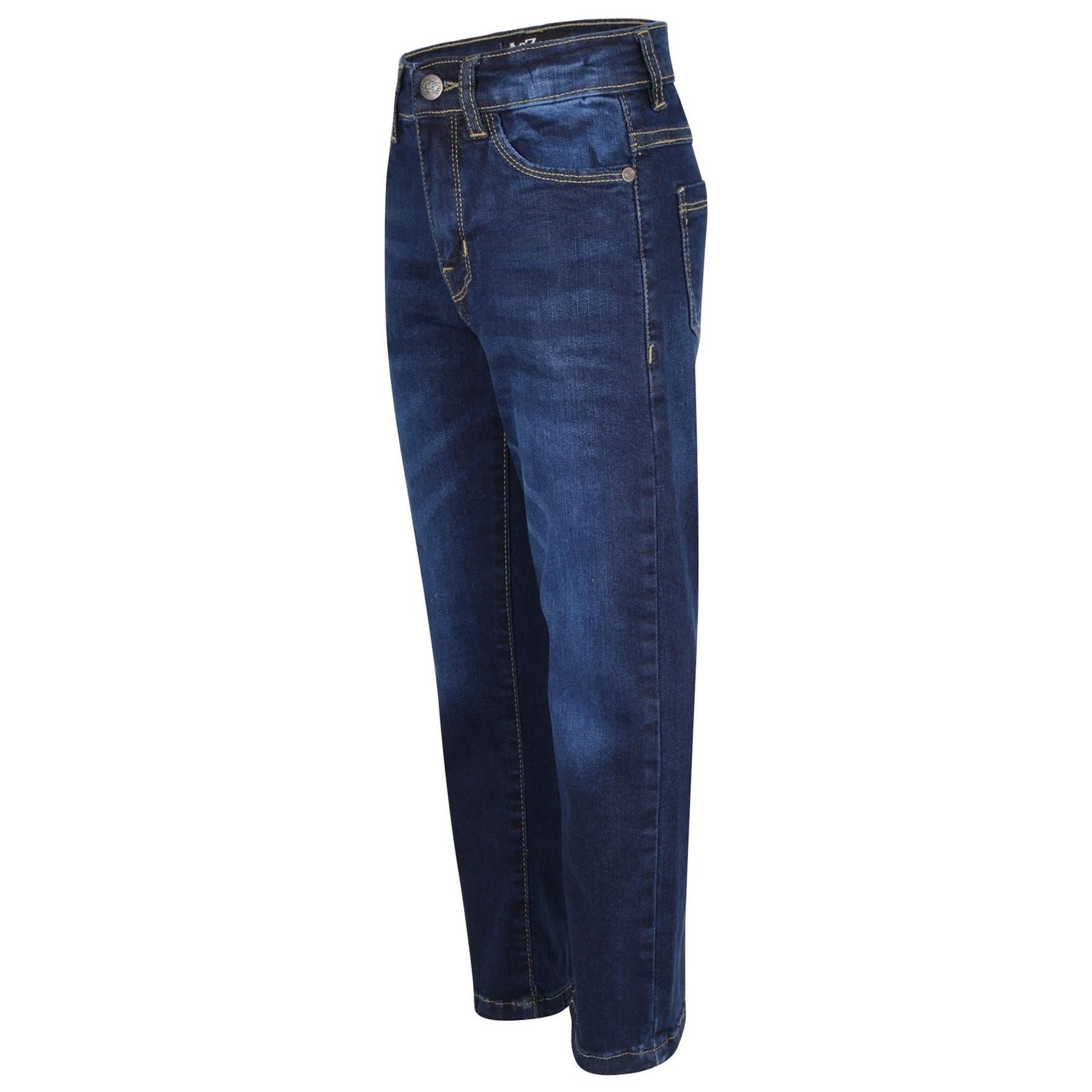 Kids Boys Relaxed Straight Fit Boot Cut Dark Blue Jeans - Image 5