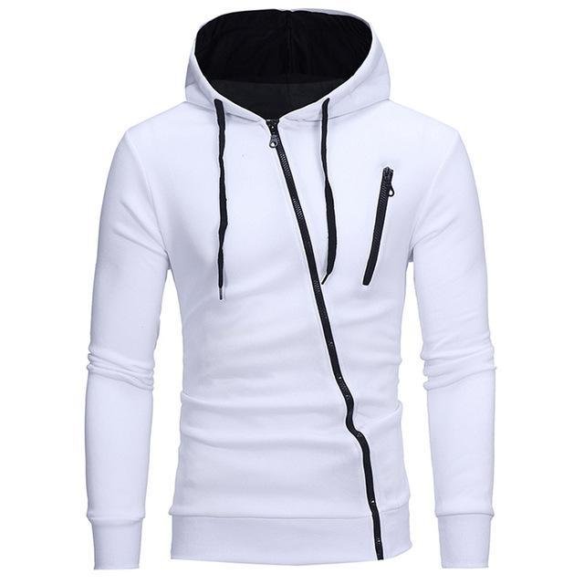 Diagonal Zipper Design Sweater Solid Color Hooded Sweater Men Clothes - Image 5