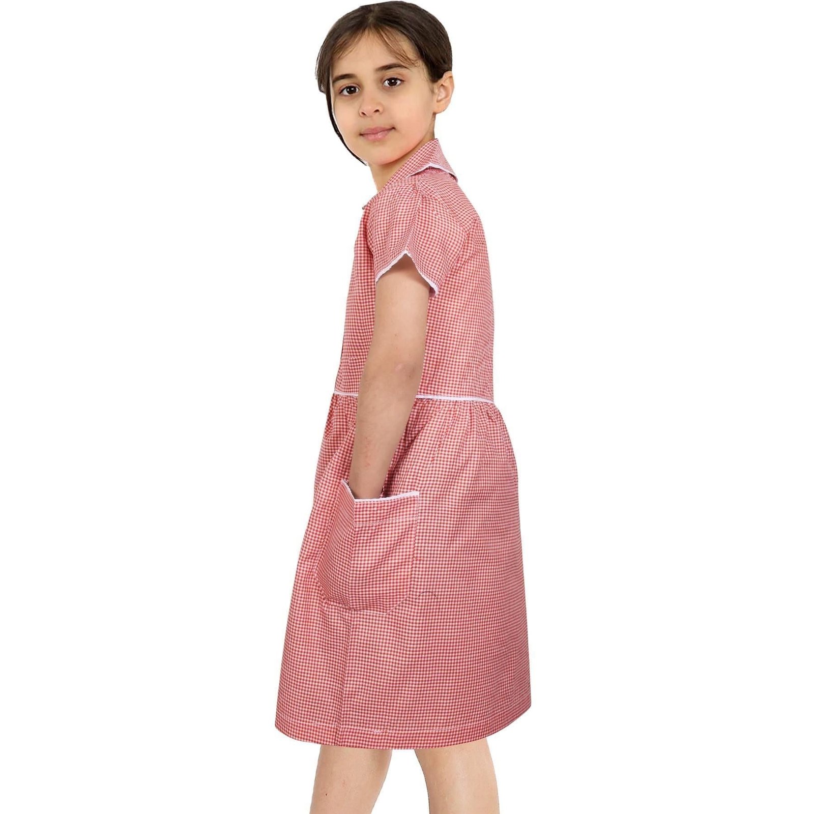 Kids Girls Gingham School Dress Check Dresses With Matching Scrunchies 2-14 - Image 17