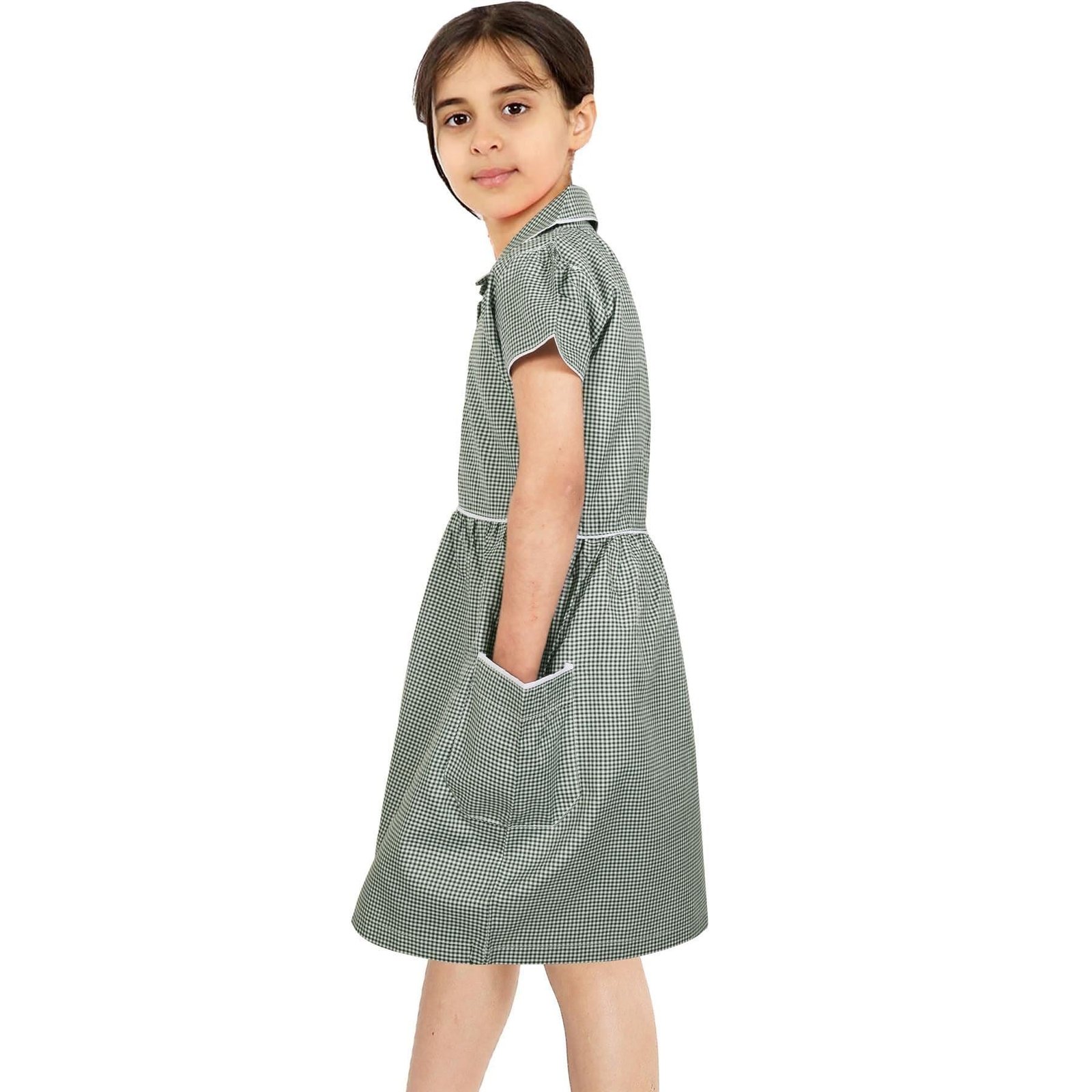 Kids Girls Gingham School Dress Check Dresses With Matching Scrunchies 2-14 - Image 13