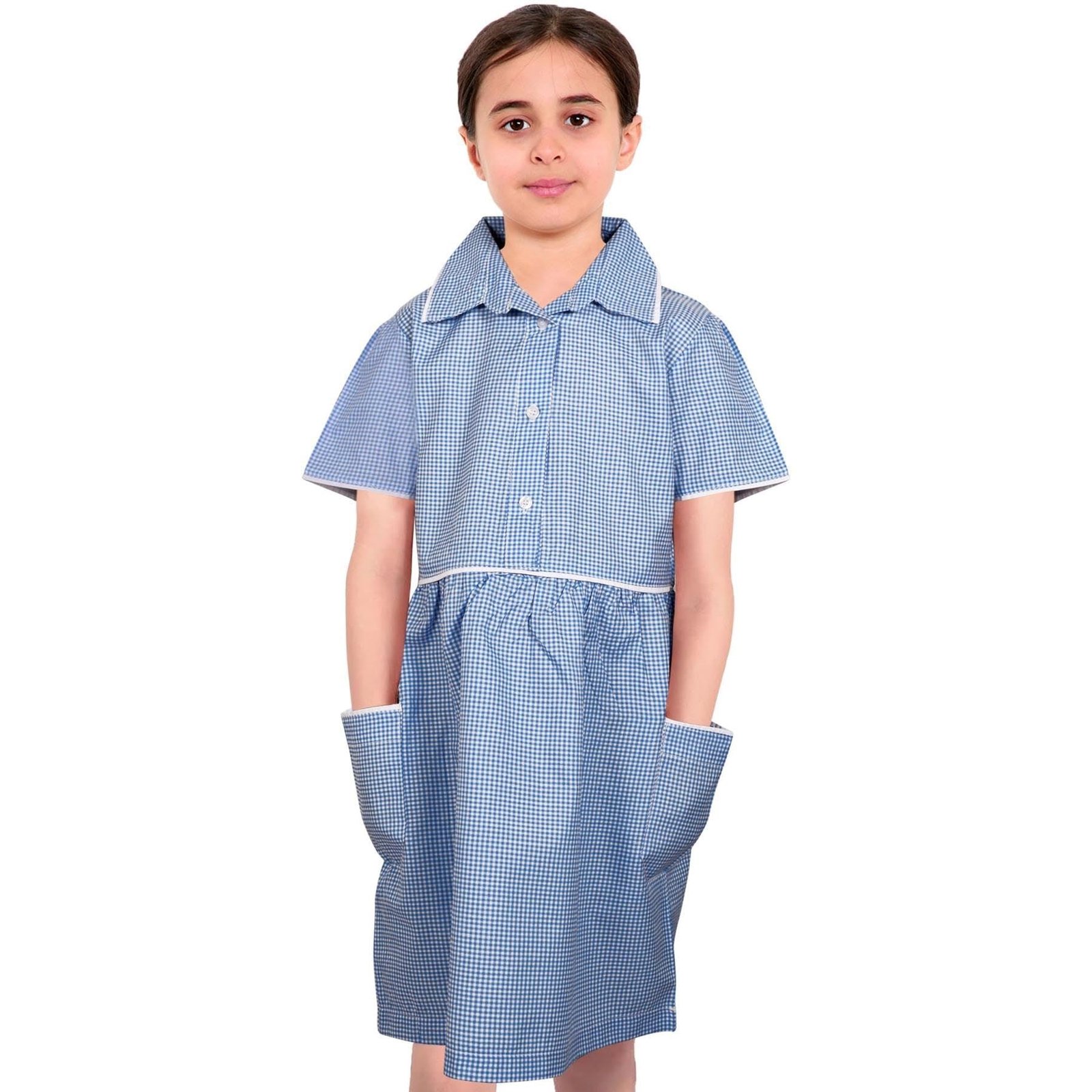 Kids Girls Gingham School Dress Check Dresses With Matching Scrunchies 2-14 - Image 6