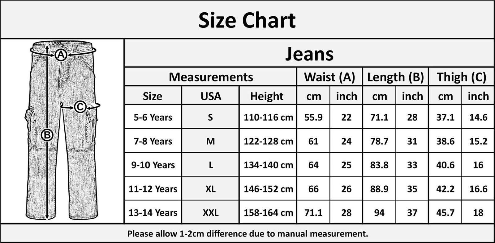 Kids Boys Cargo Denim Pant Stylish 6 Pocket Denim Jeans Stretchy Comfort Pant - Image 6