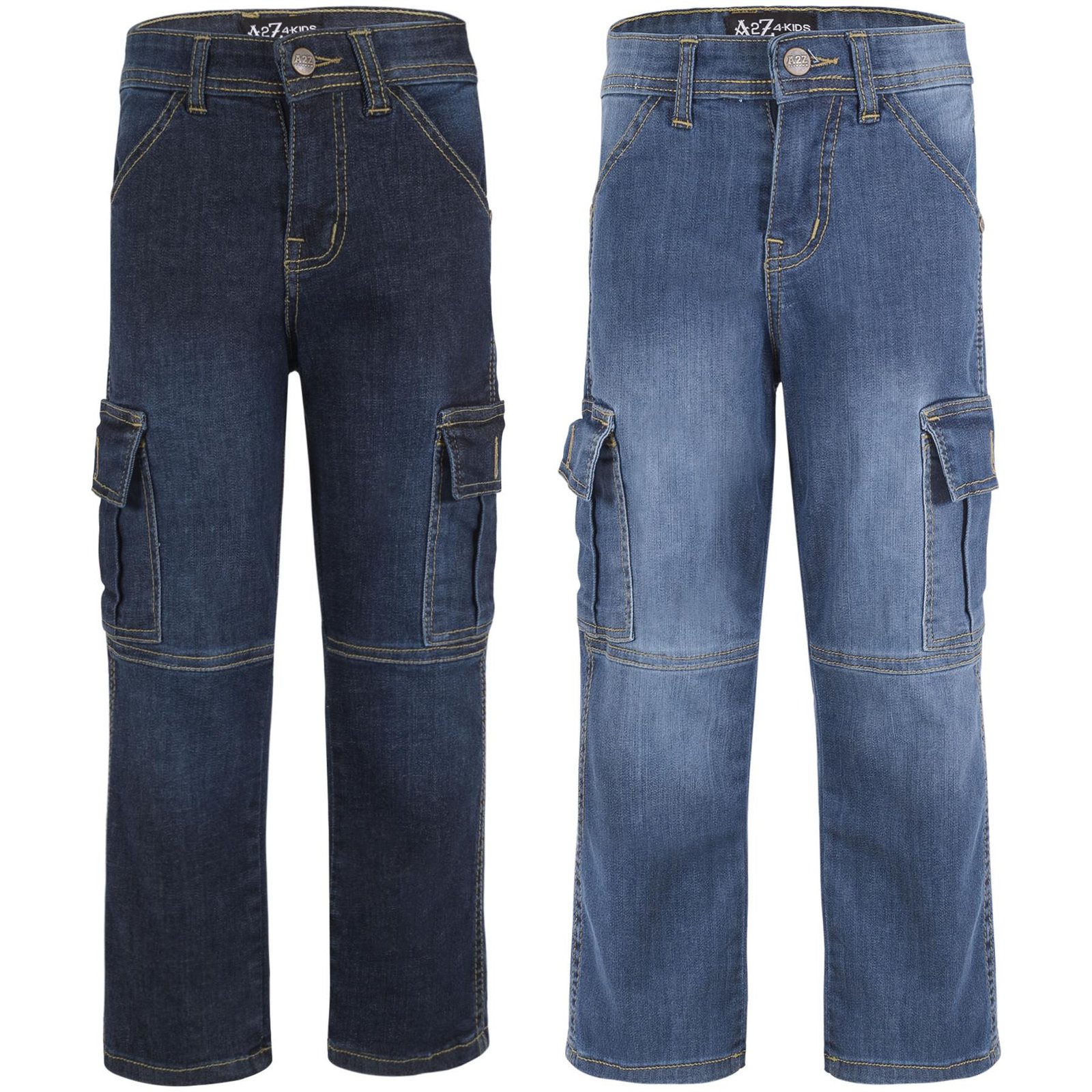 Kids Boys Cargo Denim Pant Stylish 6 Pocket Denim Jeans Stretchy Comfort Pant