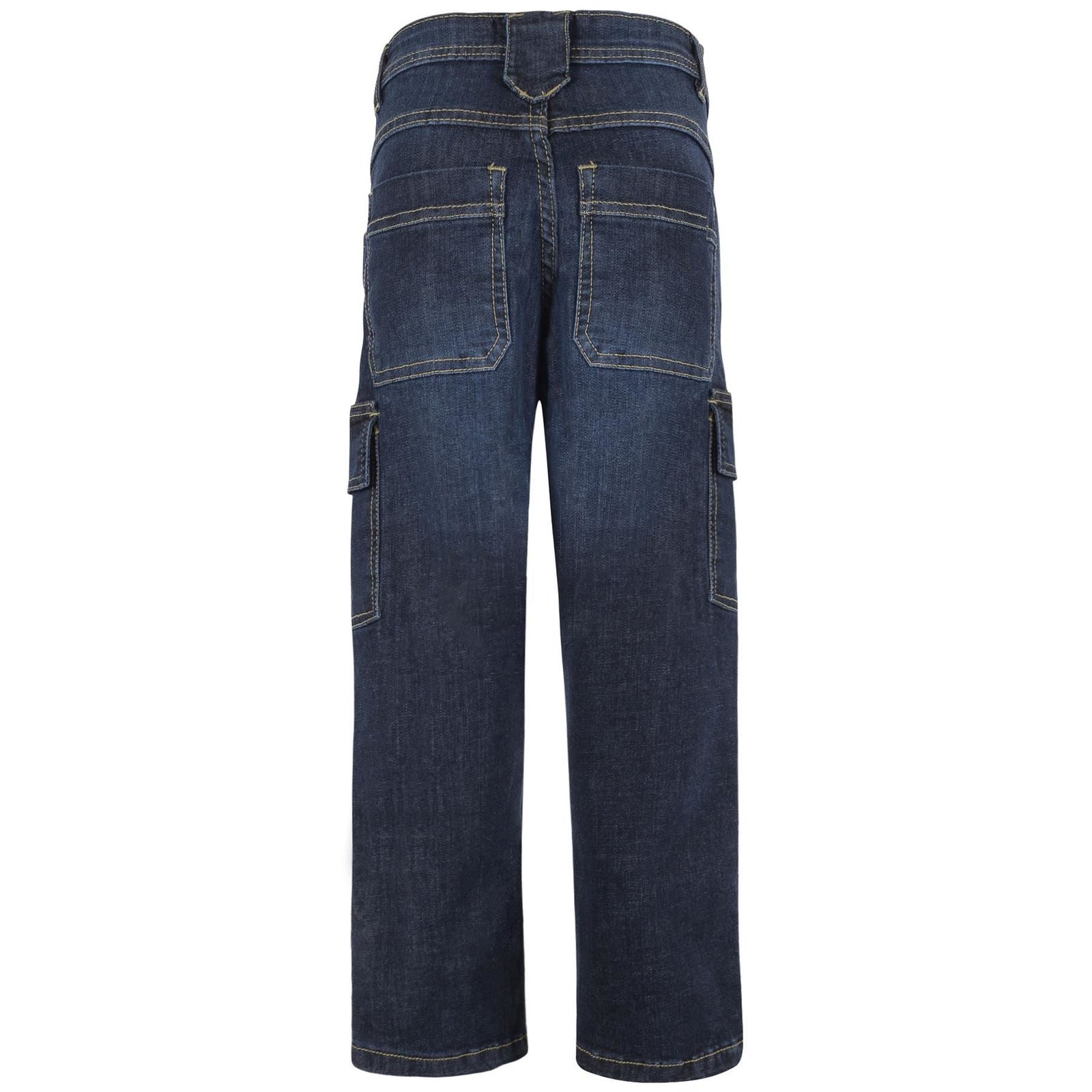Kids Boys Cargo Denim Pant Dark Blue 6 Pocket Denim Jeans Stretchy Comfort Pant - Image 4