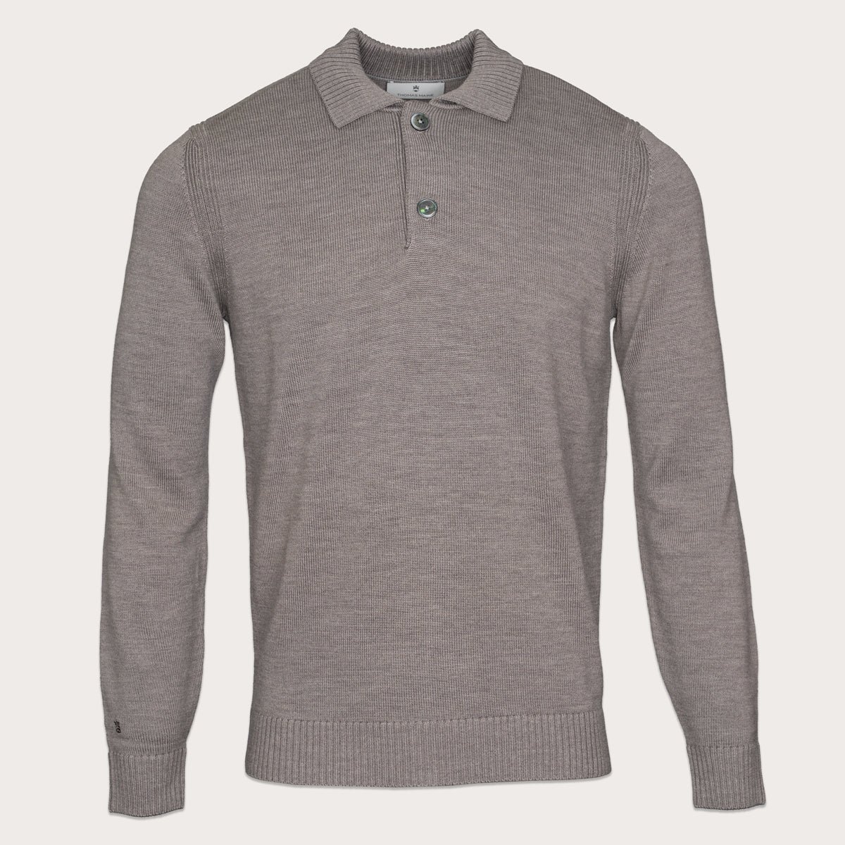 Merino Polo Neck Sweater – Taupe Melange