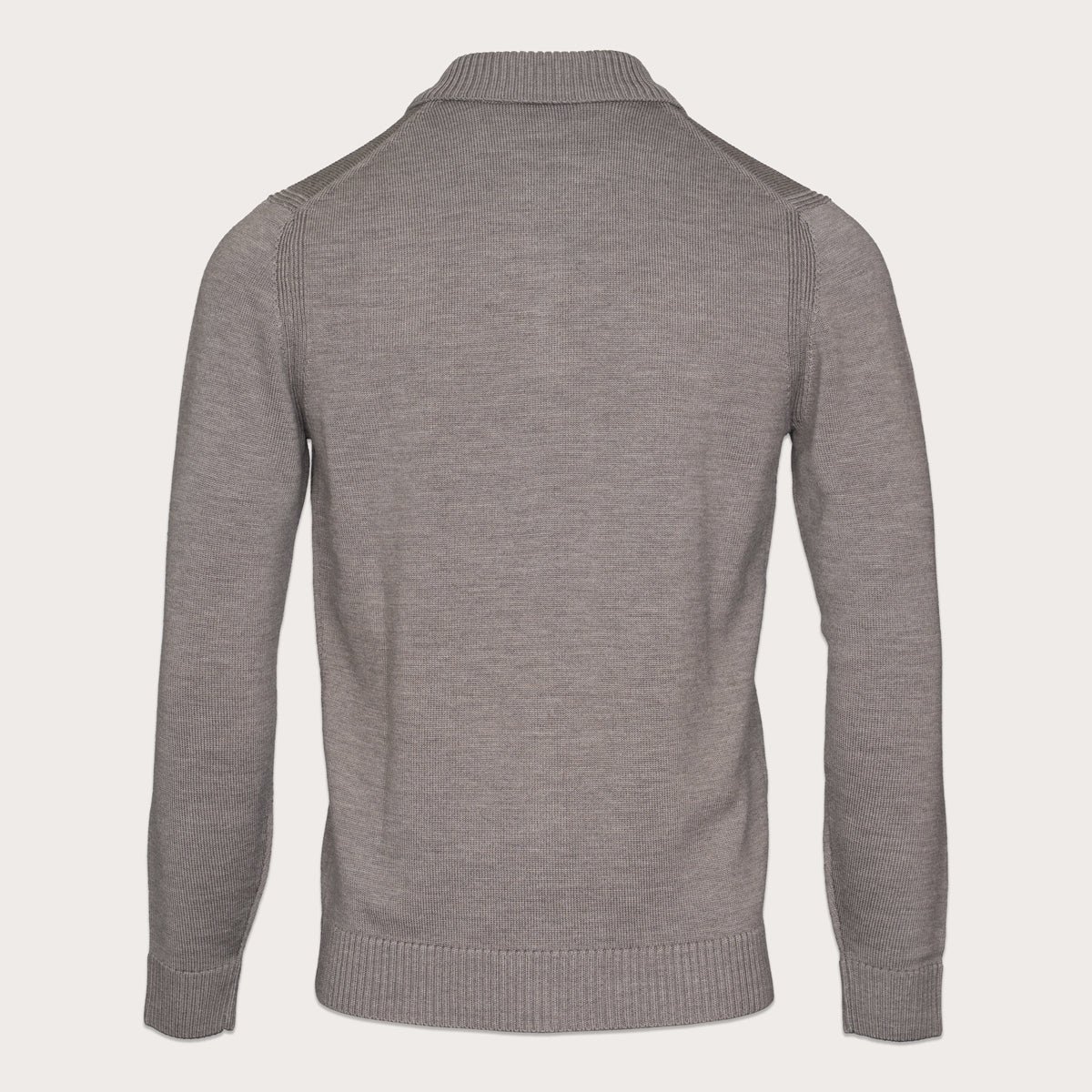 Merino Polo Neck Sweater - Taupe Melange - Image 2