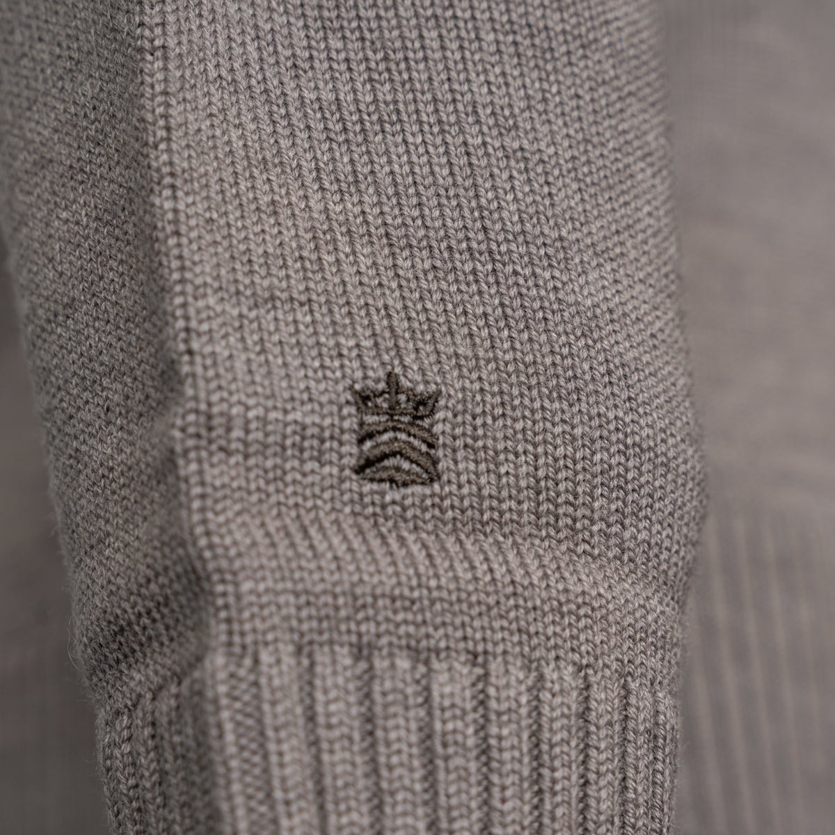 Merino Polo Neck Sweater - Taupe Melange - Image 3