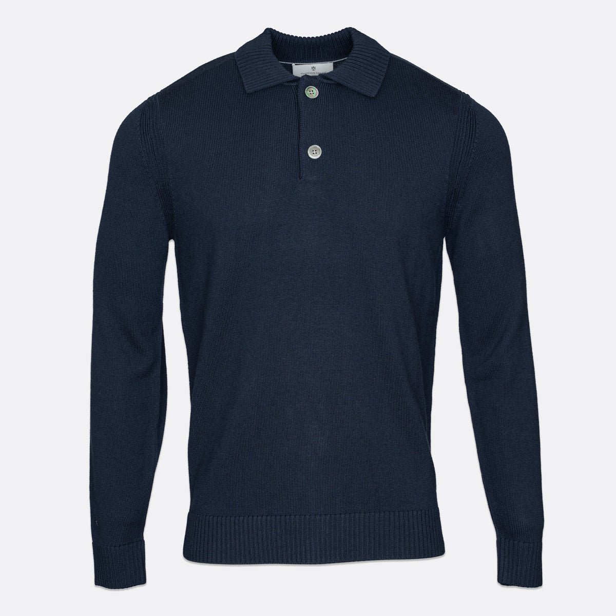 Merino Polo Neck Sweater – Navy