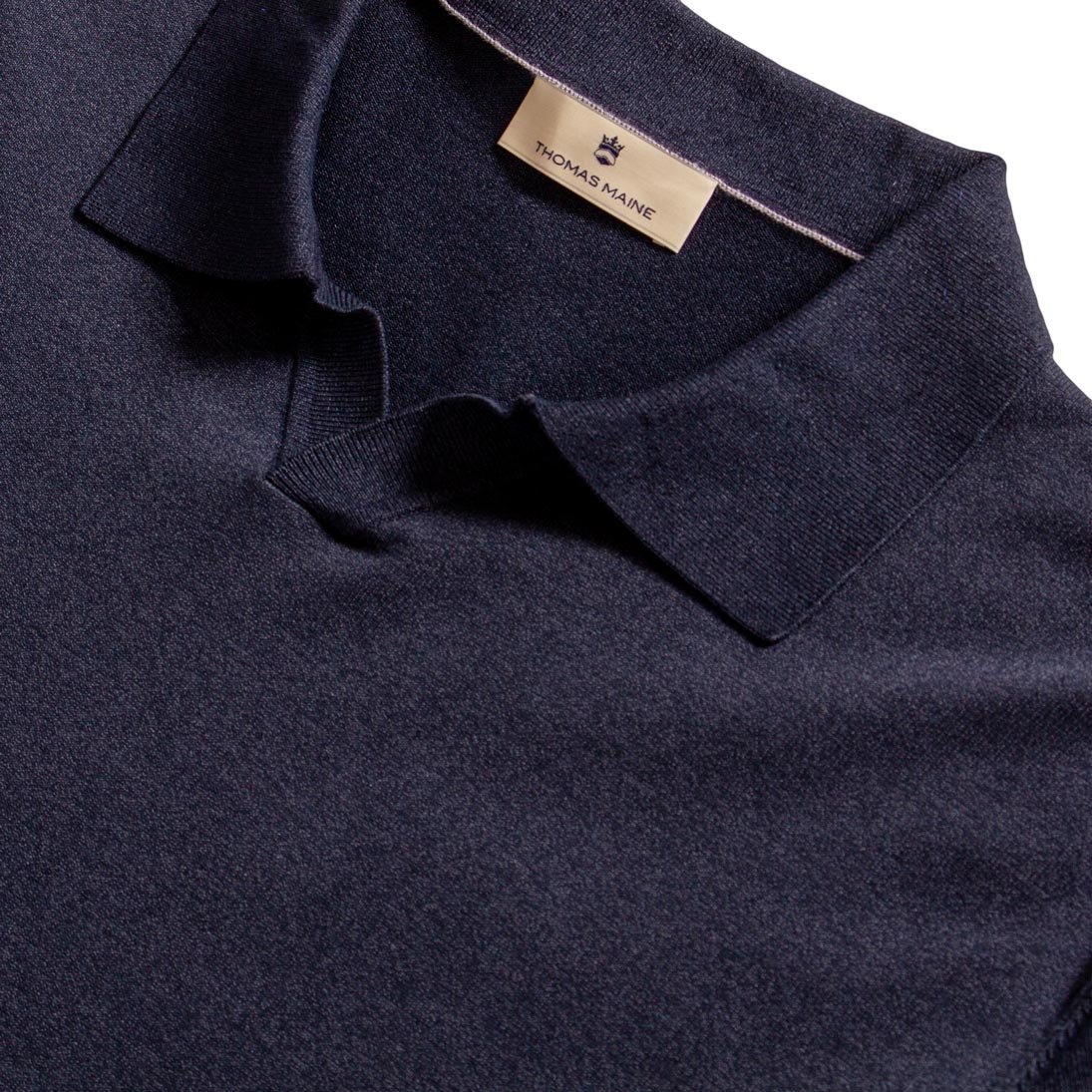 Buttonless California Cotton Polo – Navy - Image 3