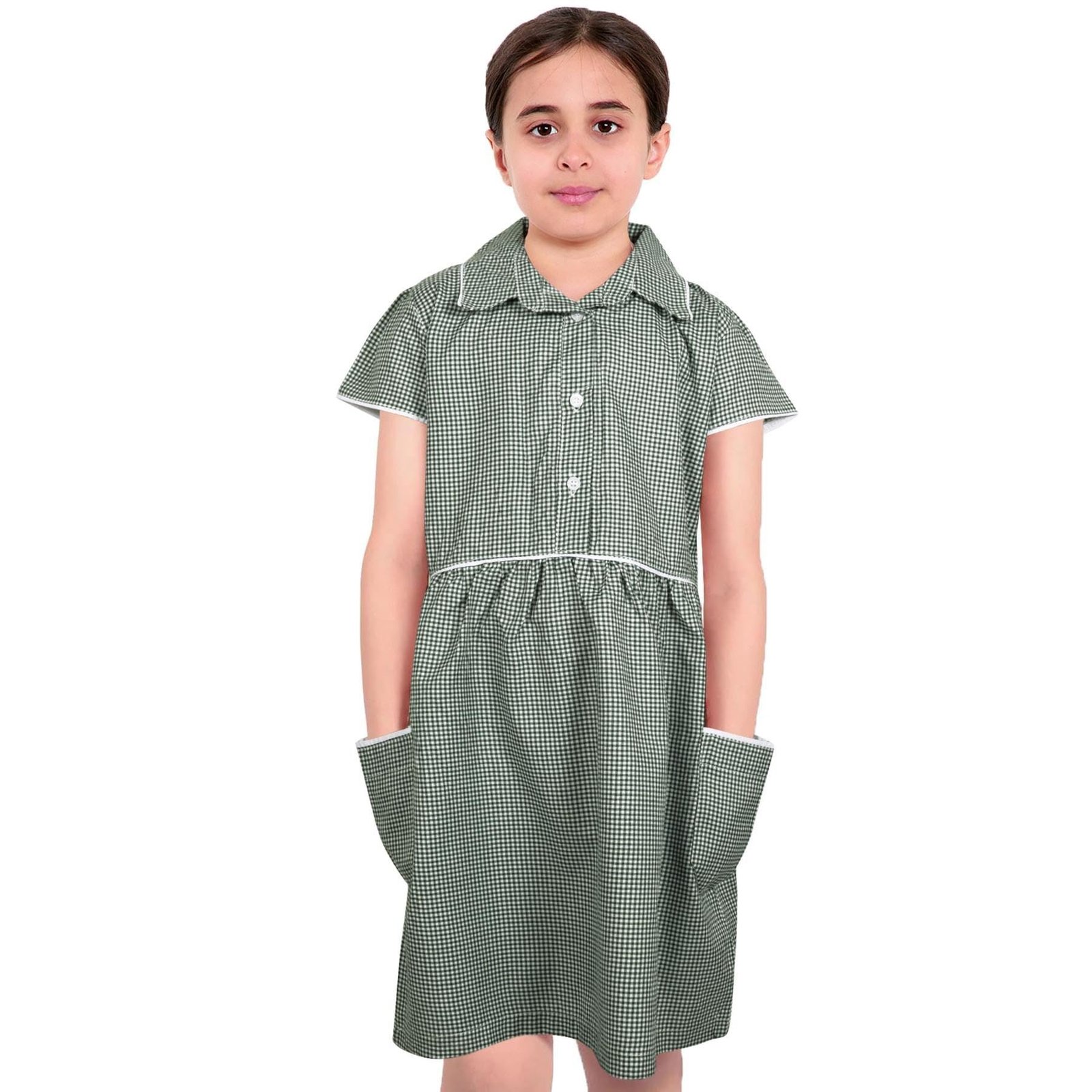 Kids Girls Gingham School Dress Check Dresses With Matching Scrunchies 2-14 - Image 11