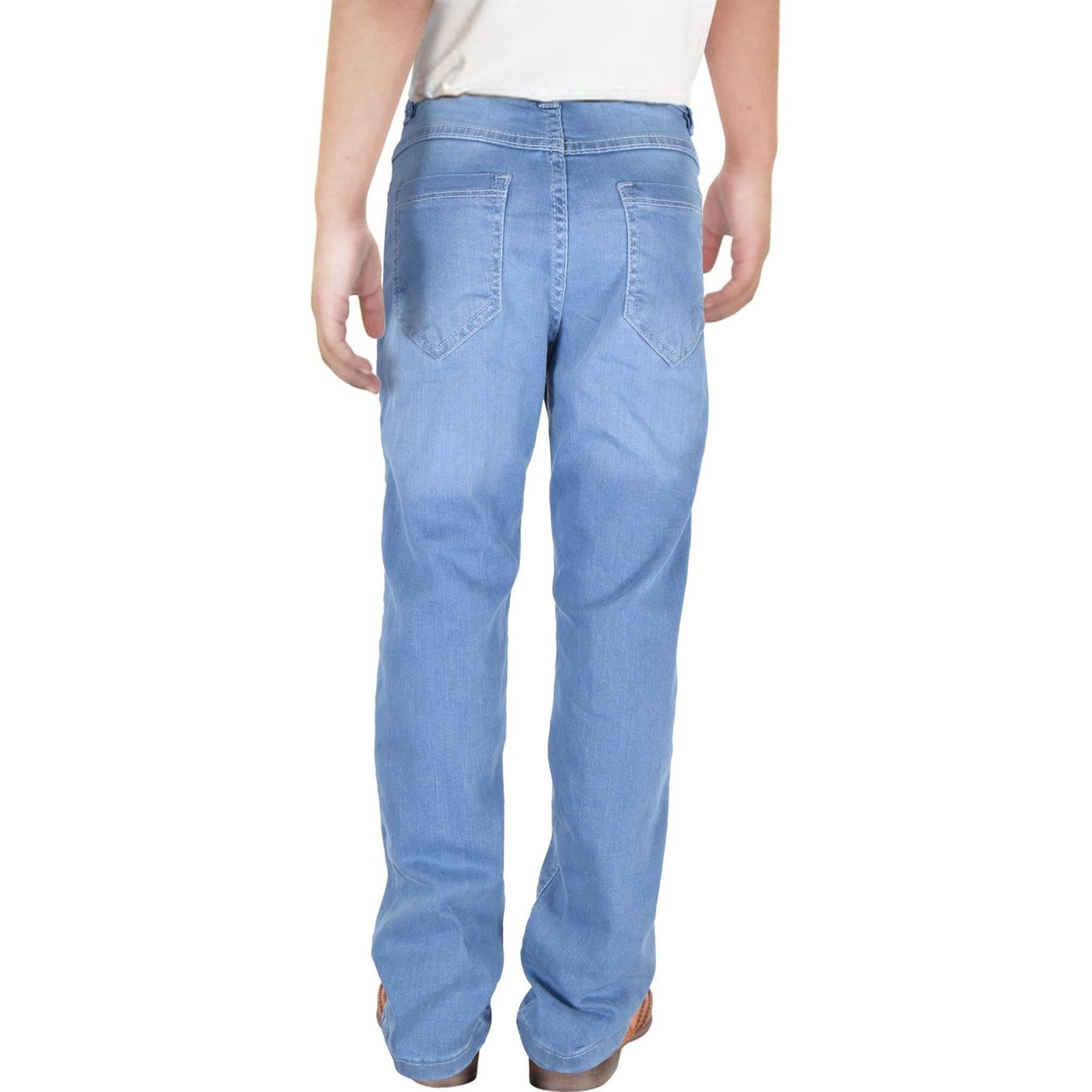 Kids Boys Relaxed Straight Fit Boot Cut Light Blue Ripped Jeans - Image 6
