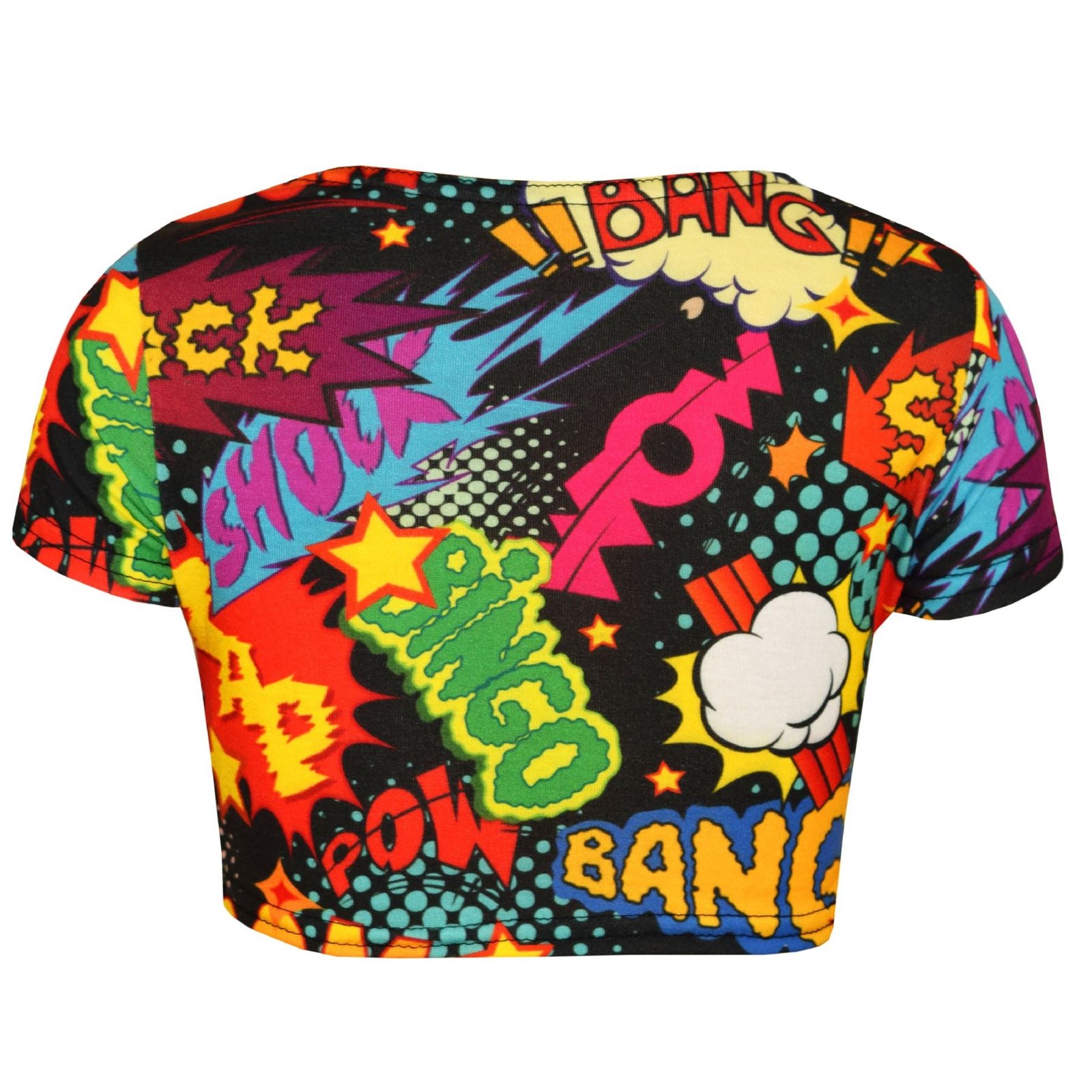 Kids Girls Wow Bang Boom Print Skater Dress Hooded Crop Top Legging - Image 9