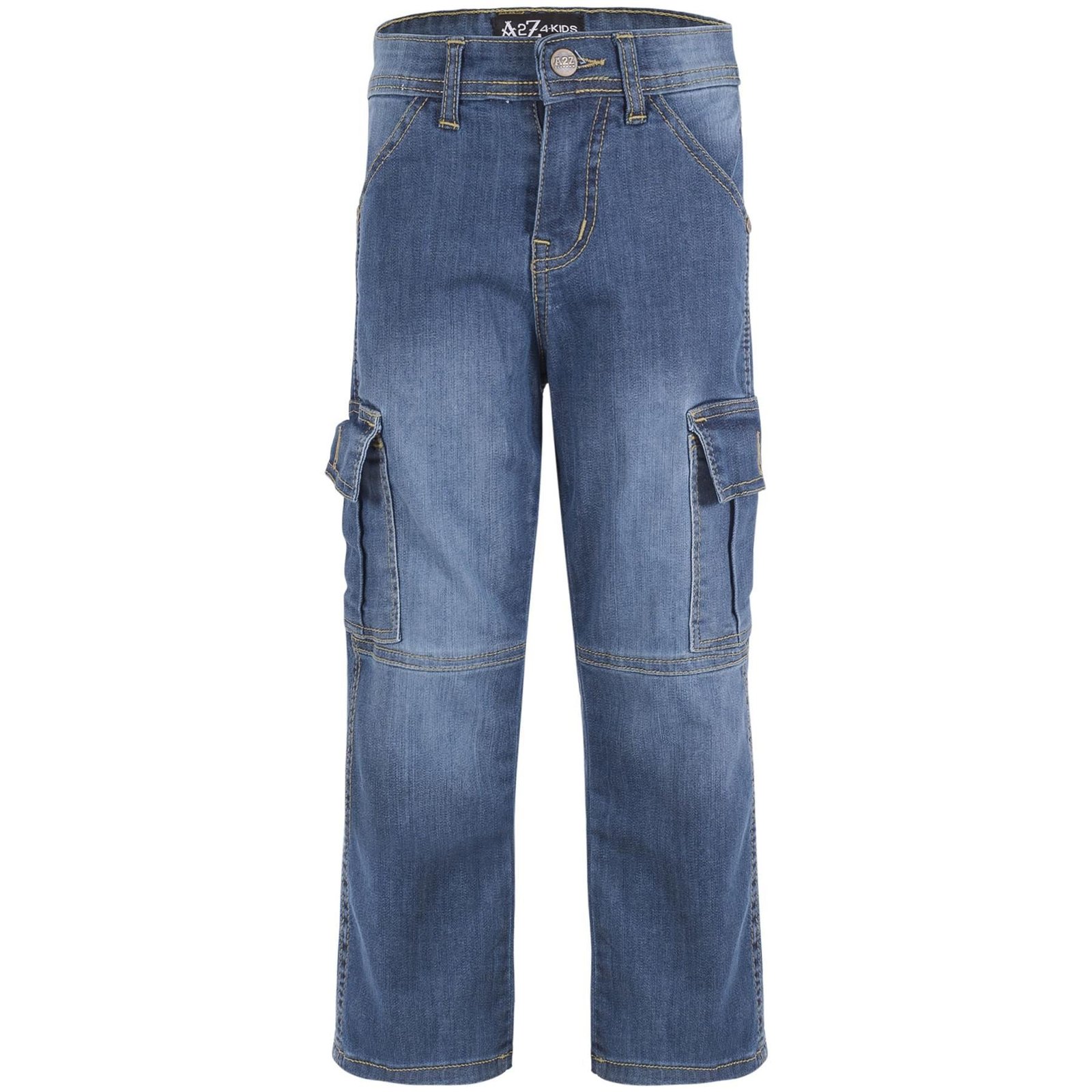 Kids Boys Cargo Denim Pant Stylish 6 Pocket Denim Jeans Stretchy Comfort Pant - Image 3