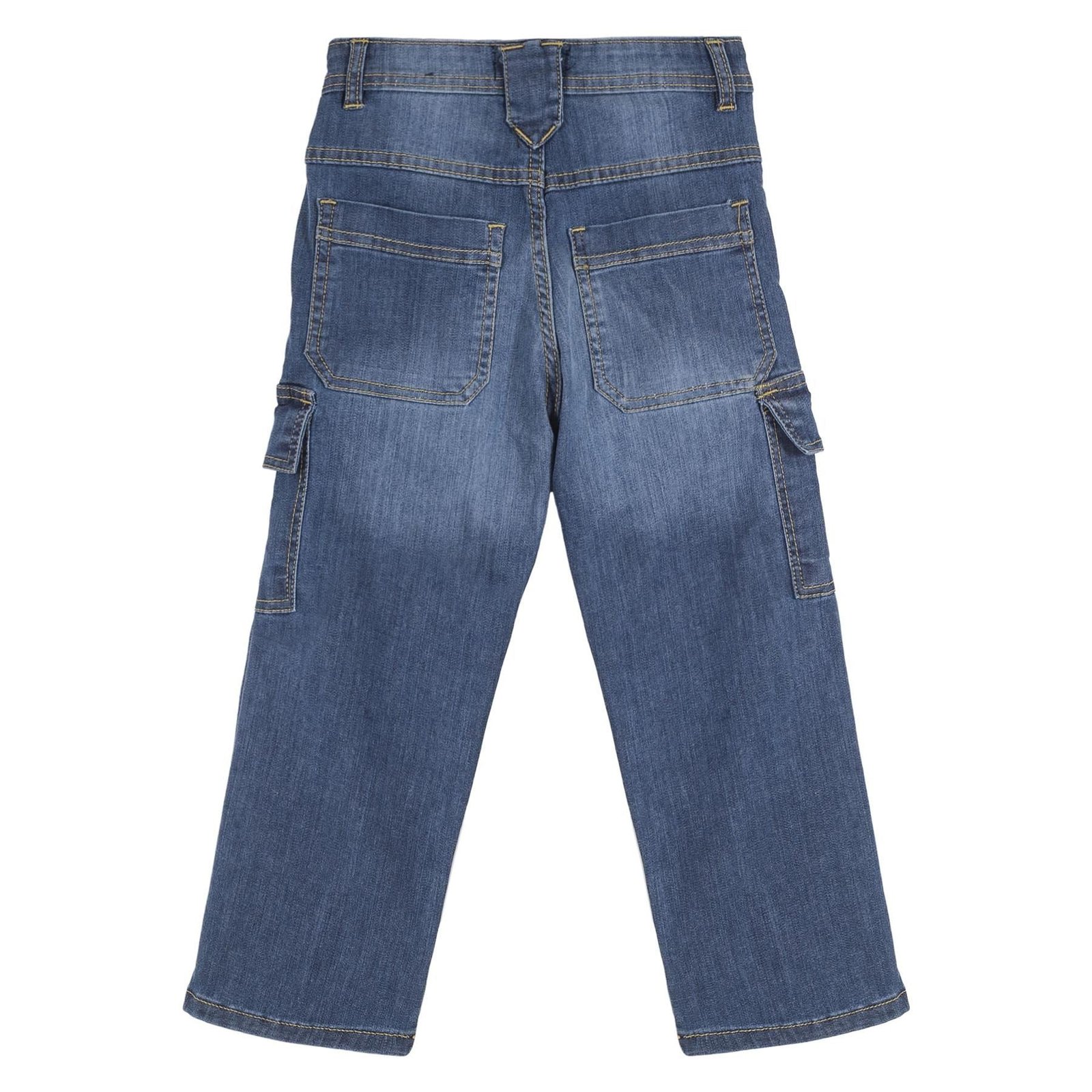 Kids Boys Cargo Denim Pant Mid Blue 6 Pocket Denim Jeans Stretchy Comfort Pant - Image 5