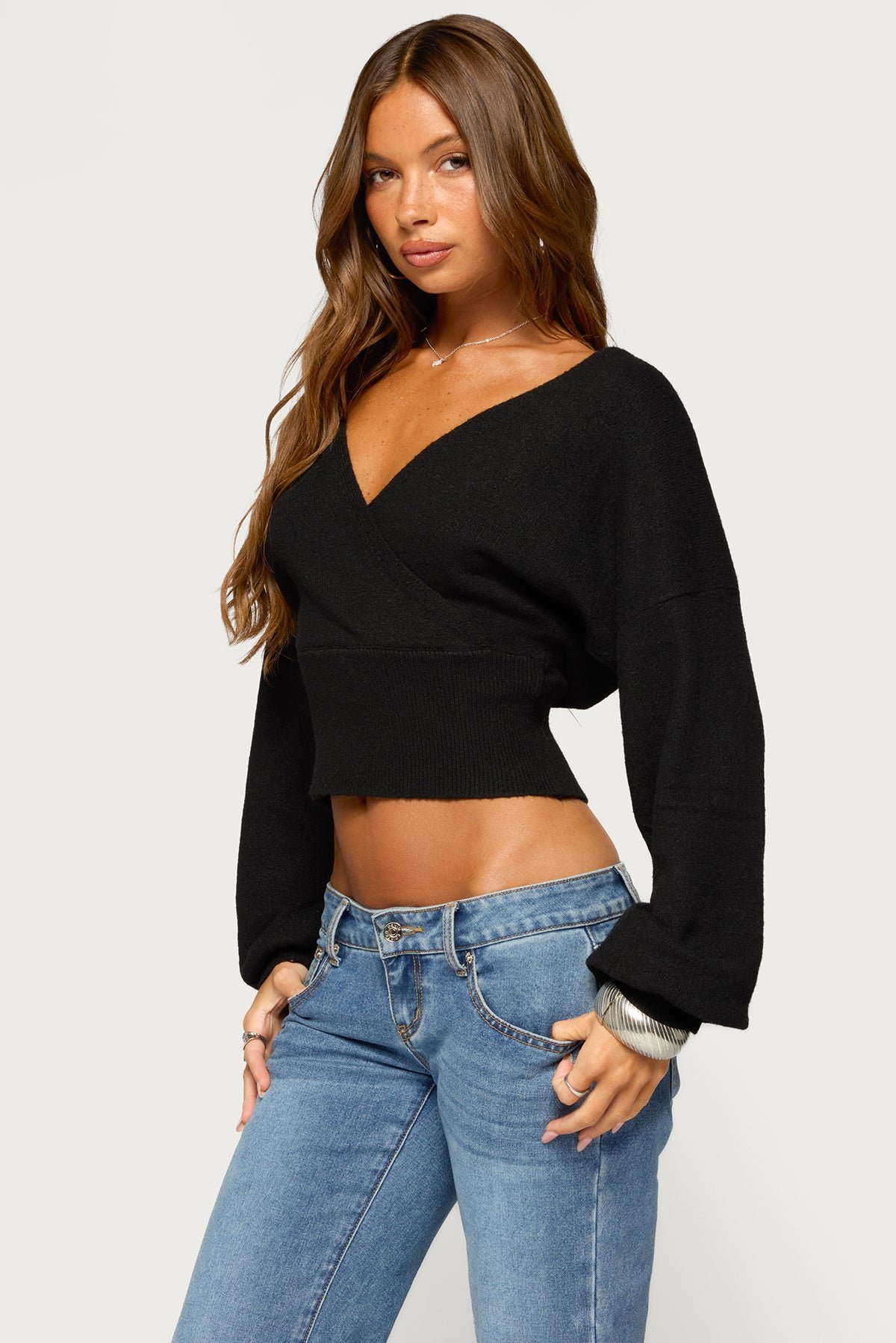 Lillia V Neck Wrap Sweater - Image 5