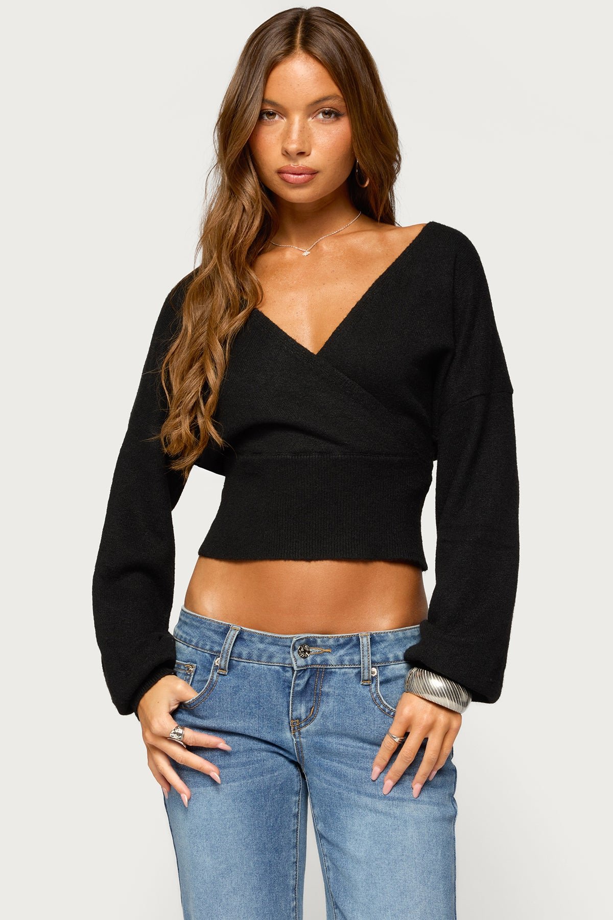 Lillia V Neck Wrap Sweater - Image 2
