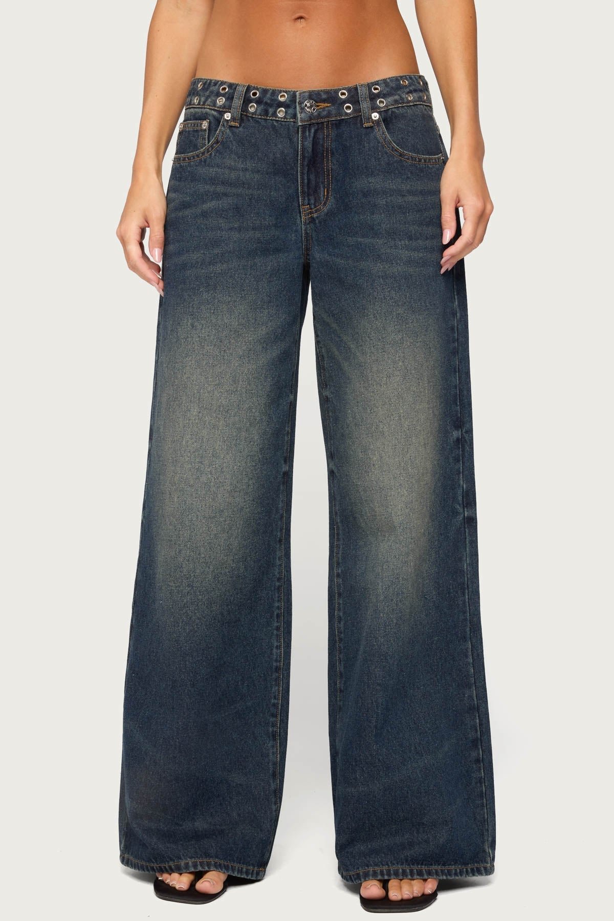 Sauly Low Rise Grommet & Wing Jeans - Image 2