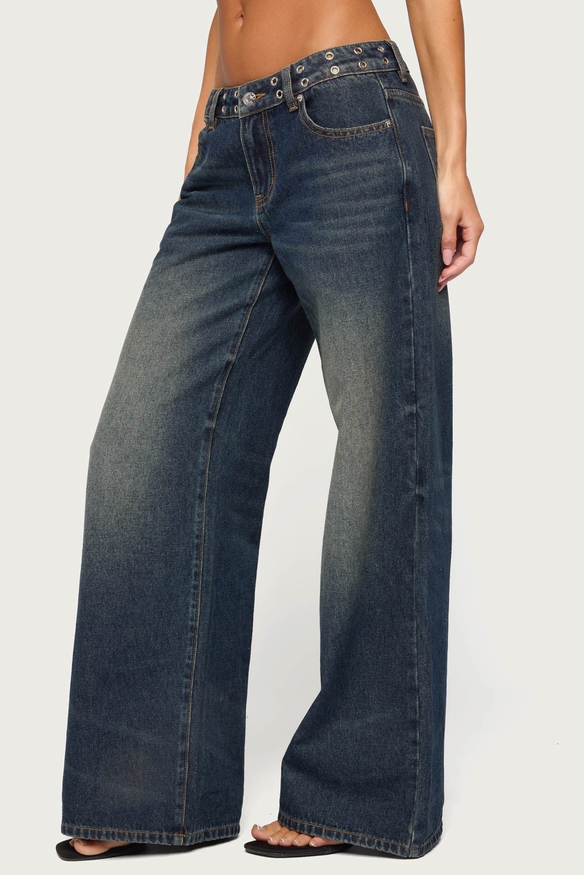 Sauly Low Rise Grommet & Wing Jeans - Image 3